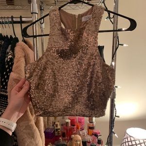 Tobi gold sequin crop top